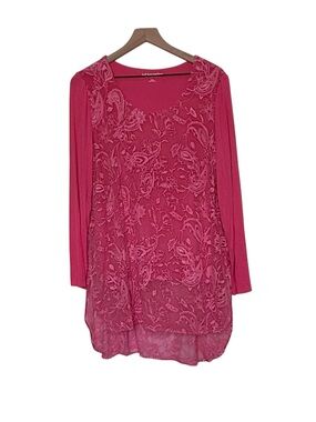 Soft Surroundings Large Adele Silk Embroidered Tunic Top Floral Boho Art to Wear